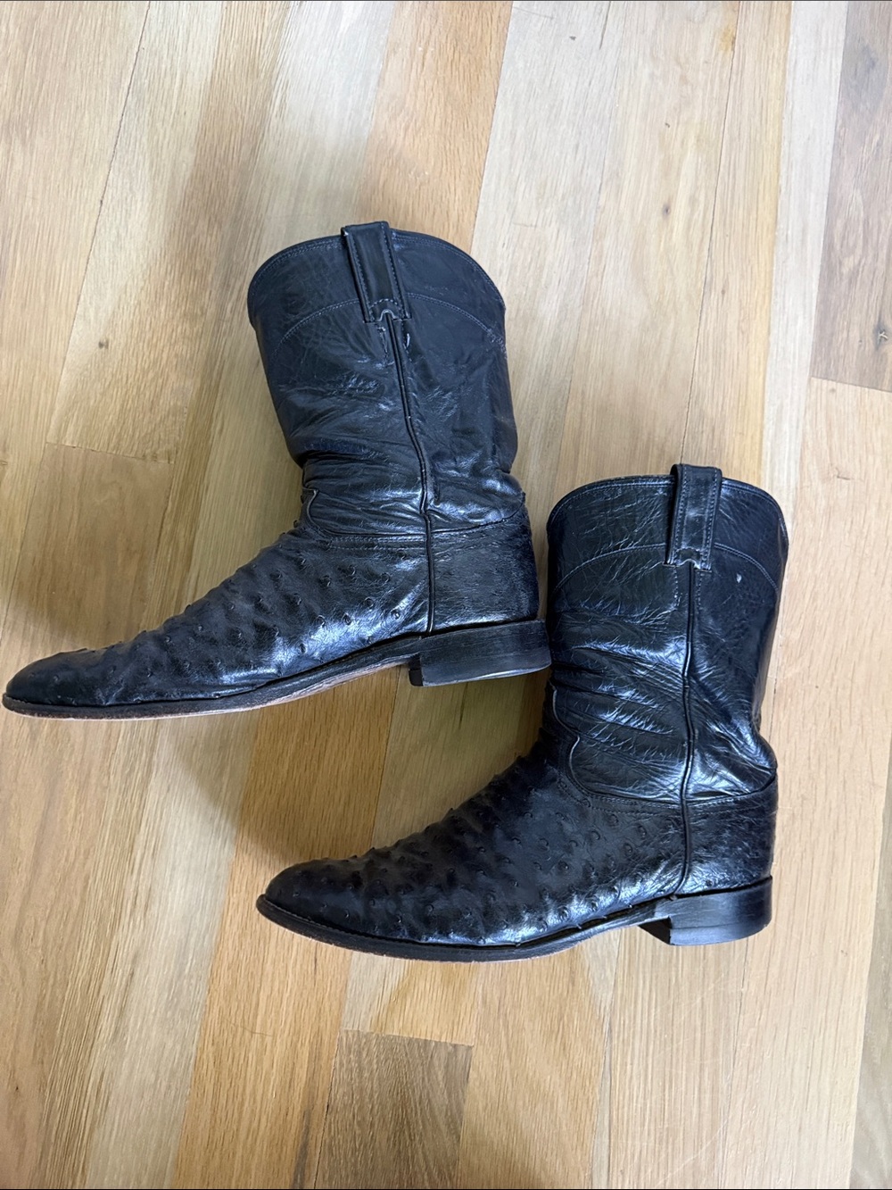 Justin Ostrich Skin Cowboy Boots